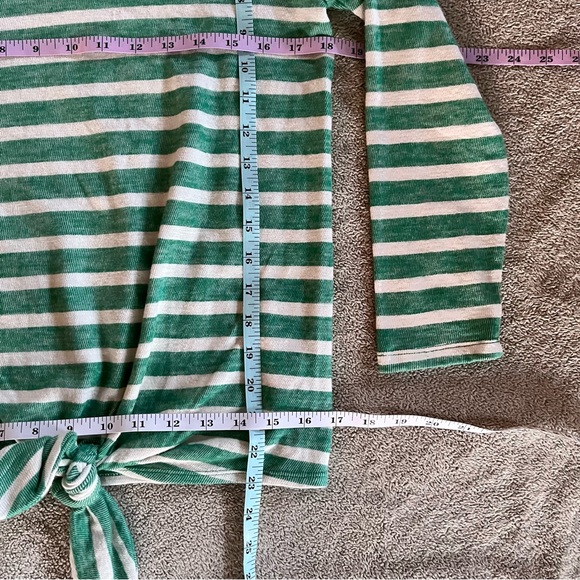 Old Navy tie front green striped cotton sweater - Picture 9 of 13